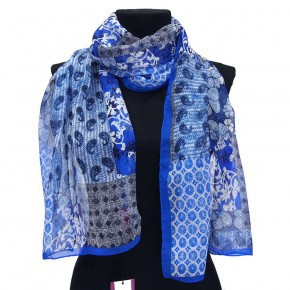 Итальянский шарф из шелка в холодной цветовой гамме Mila Schon 821795
