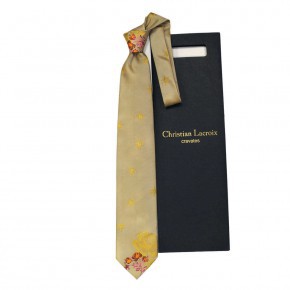 Бежевый галстук с цветами Christian Lacroix 837420