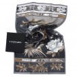 Черный шелковый палантин с цветами и леопардом (шифон) Leonard 813486